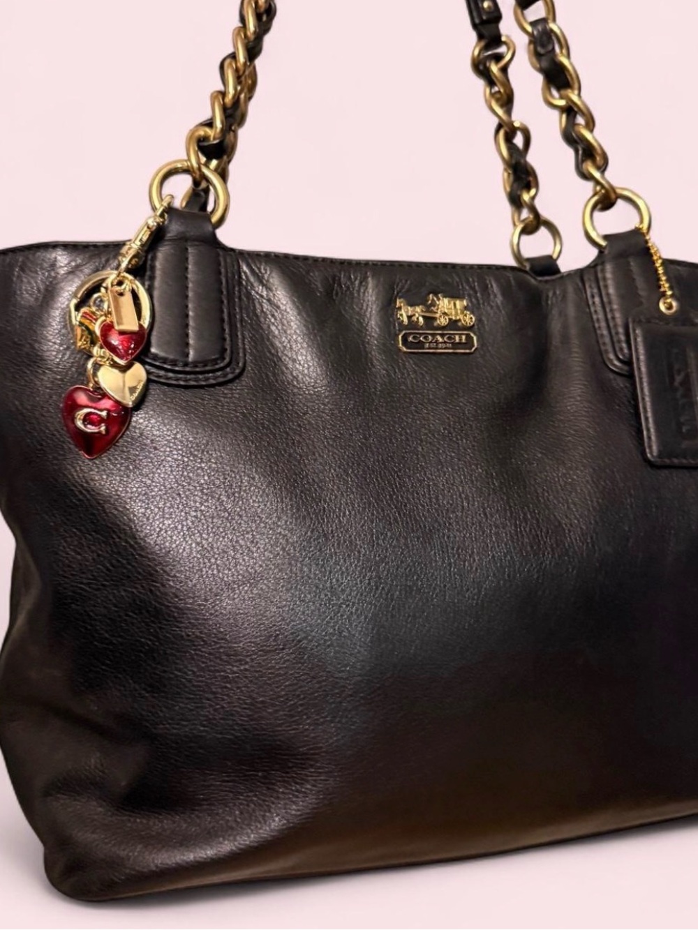 Coach Black Leather Madison Bag with Gold Hardware